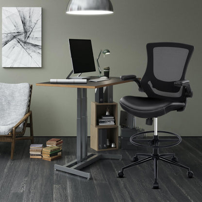 Misolant Tall Office Chair for Standing Desk, Drafting Chair with Foot Ring, Recline Office Drafting Chair, Standing Desk Chair with Adjustable Lumbar Support, PU Leather High Office Chair