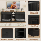 IDEALHOUSE 82” Large Dog Crate for 2 Dogs, Dog Kennel Indoor with 4 Drawers and Shelves, Double Dog Crate Furniture TV Stand, Wooden Dog Cage for Medium Large Dogs, Black IDEALHOUSE