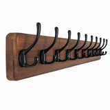 SKOLOO Farmhouse Style Wall Mounted Coat Rack, 38.6'' Pine Solid Wood Coat Hook Hanger - 10 Hooks for Hanging Clothes Robes Towels Coats SKOLOO