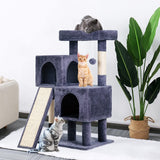 BestPet 36 inches Cat Tree for Indoor Cats Cat Tower with Scratching Posts Multi-Level Cat Furniture Condo with Ramp, Perch Spacious Cat Cave & Funny Toys for Kittens House,Dark Grey BestPet