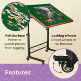 JoyBerri Puzzle Station Jigsaw Puzzle Table/Rolling Desk - 1500 Piece Puzzle Board/Portable Jigsaw Tables with Drawers and Legs - Height Adjustable for Adults JOYBERRI
