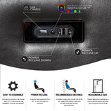 SAMERY Power Loveseat Recliner Sofa with Flip Backrest, Electric Reclining Loveseat Sofa RV Couch 3 Seater with USB Ports/Power Outlets/LED Light/Cup Holders/Pockets/Pillows for Living Room RV SAMERY