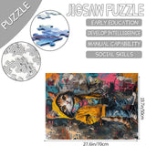 1000 Piece Puzzle for Adults Yellow Kitten Puzzle - Family Puzzle Toys,Abstract Graffiti Cat Puzzles Gift Hip-hop Style 1000 Pieces Jigsaw Puzzles Creative Colorful Animals Theme Tucocoo