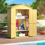 IWDOO Outdoor Storage Shed, 76'' Outdoor Shed Storage Cabinet, Garden Shed, Wood Tool Shed with Lockable Doors and Floor, Waterproof Roof for Yard, Patio, Deck, Porch, Lawn IWDOO