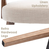 Wahson Beige Dining Chairs Set of 2, Comfy Upholstered Modern Farmhouse Kitchen Chairs with Wood Legs, Linen Fabric Dining Chairs with Curved Wingback for Living Room Bedroom Wahson