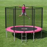 SKOK Pink 8FT Trampolines with Enclosure Net, 400LBS Outdoor Trampolines for Kids -ASTM Approved Trampoline for Children and Adults with Jump Mat,Cover & Ladder SKOK