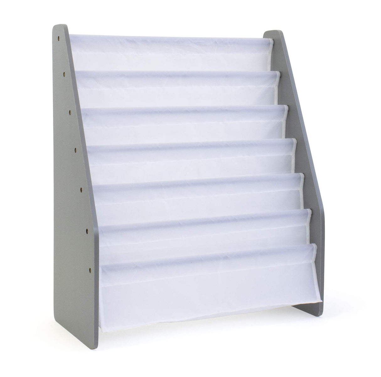 Humble Crew Kids Bookshelf 6-Tier Book Rack Organizer, Extra Large Toddler Bookcase with Fabric Storage Pockets, Front-Facing Display for Children’s Books, Grey/White, Nursery & Playroom Storage Humble Crew