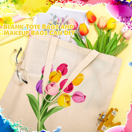 30 Pcs Blank Canvas Tote Bags Bulk with 1 Piece of PTFE Sheet for Iron on Heat Transfer DIY Sublimation Tote Bags Shopping Bag for Crafts Natural Cotton Tote Bags Kitchen Reusable Grocery Bags Saintrygo