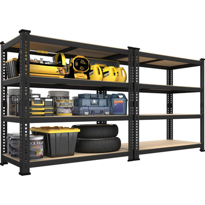 PrimeZone 40" W x 20" D x 59" H Heavy Duty Storage Shelves, 4 Tier Adjustable Garage Shelving Unit, Metal Organizer Shelf Utility Rack for Warehouse Pantry Closet Kitchen, Black, 2 Pack