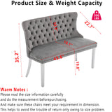 OIKIIWOO Upholstered Dining Bench with Back Tufted Settee Benches Small Loveseat Sofa Couch for Small Spaces,Entryway,Banquettee Seating Sofa Benches with Backrest (Grey+Silver Legs, Dining Bench) OIKIIWOO