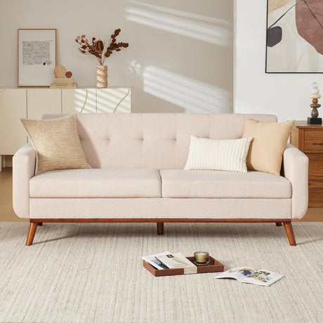 Eiayeebil 77" W Loveseat Sofa Chenille Couch for Living Room,Small Sofa 2 Seater Office Couch for Small Spaces Mid Century Modern, Easy to Install,Beige Eiayeebil