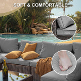 gaildon Patio Furniture Set, 5 PCS Outdoor Sectional Patio Furniture Set with 42" Fire Pit Table, Rattan Wicker Sofa Couch for Garden Backyard Deck Poolside, Grey gaildon
