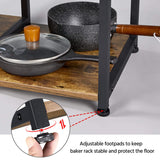 Yaheetech 4-Tier Kitchen Baker's Rack, Coffee Bar Microwave Stand Cart with Wire Basket & 6 Side Hooks, Kitchen Organizer Shelf for Spices/Utensils Foods, Rustic Brown Yaheetech