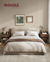 VASAGLE Nightstands, Set of 2, Bedside Tables with Hidden Drawers, Mid-Century End Tables with Solid Wood Legs, Side Tables for Bedroom, Natural Walnut ULET624K01 VASAGLE