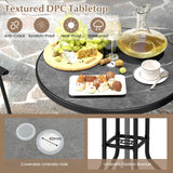 COSTWAY 3 PCS Patio Table and Chairs Set, Bistro Furniture with DPC Tabletop, Umbrella Hole, Outdoor Bar Set with Round Table and 2 Folding Counter Height Chairs for Poolside, Deck, Porch, Black COSTWAY