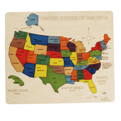 USA Map Wooden Jigsaw Puzzle for Kids | 44 Puzzle Pieces | Learning & Educational Toy Gift for Boys & Girls Ages 3 Years and Above Ekoplay
