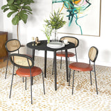 HOMCOM 35" Small Kitchen Table, Collapsible Drop Leaf Table for Small Spaces, Round Folding Dining Table with Solid Wood Legs for Kitchen, Dining Room, Distressed Black HOMCOM