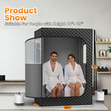 Manastin 2 Person Portable Steam Sauna for Home, 1 or 2 Person Full Body Sauna Tent with 2 Foldable Chairs,9 Levels of Sauna Box with Remote Control, Black Manastin