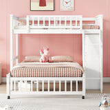 Harper & Bright Designs Twin Over Full Bunk Beds with Six Drawers and Flexible Shelves,Wooden Bunk Beds with Storage and Removable Bottom Bed for Kids Girls Boys,No Box Spring Needed (White) Harper & Bright Designs