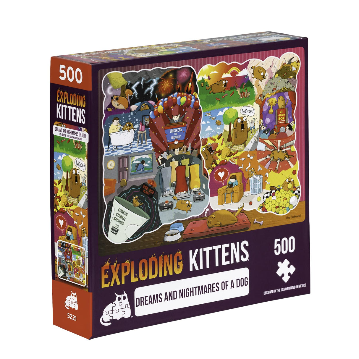 The Dreams & Nightmares of a Dog Jigsaw Puzzle by Exploding Kittens - 500 Pieces Jigsaw Puzzle for Adults, Teens, and Kids - Dog Puzzle, Funny Puzzle, Art Puzzle Exploding Kittens LLC