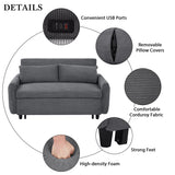 Merax Pull-Out Sofa Bed with Adjustable Backrest and Two Throw Pillows, 2 Seat Loveseat Lounge & Type C and USB Ports, 3 in 1 Convertible Sleeper Couch for Living Room, Dark Grey Merax