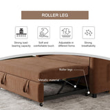 ECHINGLE Sleeper Sofa with Pull Out Sofa Bed,Corduroy Futon Sofa Bed with 3 Level Adjustable Backrest & Storage Pockets and 2 Toss Pillows,Modern Couch Bed for Living Room,Bedroom（Brown） ECHINGLE