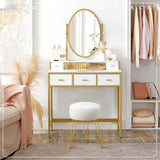 LUE BONA Vanity Stool, White Vanity Stools for Makeup Room, Round Ottoman Foot Stool, Velvet Footrest Vanity Chair for Bathroom Vanity, Bedroom, Living Room, Entryway, Offices LUE BONA