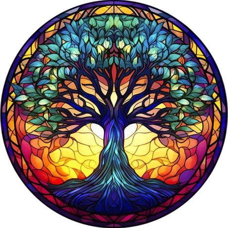 Fountor Tree of Life Diamond Art Kits for Adults - Stained Glass Diamond Painting Kits for Adults Beginners, DIY 5D Tree of Life Round Diamond Gem Art Kits for Gift Home Wall Decor 12x12inch Fountor