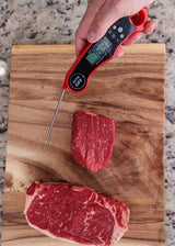MeatMeter Digital Meat Thermometer for Grill/Cooking Fast Instant Read Waterproof Magnetic Probe Thermometer w/Backlight and Display for Kitchen, BBQ, Frying, etc. Chicken, Steak,or Burgers, Red MeatMeter