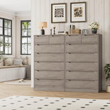 HITHOS 51" Tall 7 Drawers Dresser, Modern Grey Dresser, Wood Dressers & Chests of Drawers with Cut-Out Handles, Upright Drawer Chest, Accent Vertical Dressers Storage Cabinet for Living Room, Ash Gray HITHOS