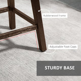 HOMCOM Bar Height Bar Stools Set of 2, Armless Upholstered Swivel Barstools Chairs with Soft Padding Cushion and Wood Legs, Dark Gray HOMCOM