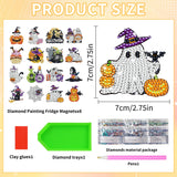 16 Pcs Luminous Halloween Diamond Art Magnets Kit, Glow in The Dark Diamond Painting Magnet Set for Adults Kids Beginners, Halloween Cute Ghost DIY Craft Fridge Magntic Stickers Home Decor Gifts CRASHOT