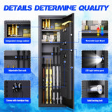 10-12 Gun Safe,Gun Locker Fingerprint,Gun Safe Biometric,No Assembly,Removable Shelf for Rifles Safes,Gun Cabinet Long With Led Light，57"H X 14"W X12"D TXTDPL