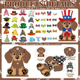 Anglechic 42 Pcs Interchangeable Christmas Dog Holiday Decor Seasonal Sign Fall Thanksgiving Tiered Tray Decoration Farmhouse Rustic Wooden Home Office Classroom Desk Accessories Welcome Ornament Gift Anglechic