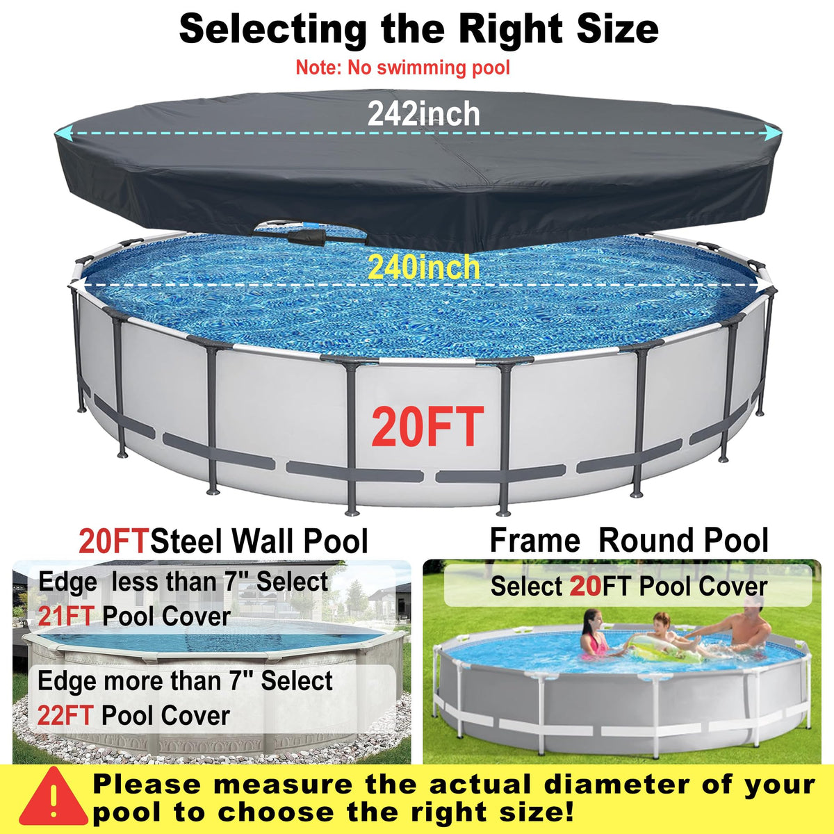 SIHAIAN 20 Ft Pool Cover, with Automatic Drain Round Pool Cover, One-Piece Quick Installation and Removal Above Ground Pool Cover, Preventing Waterlogging, UV Protected Solar Swimming Pool Cover SIHAIAN