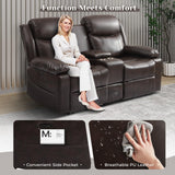 PALLOME Power Reclining Loveseat Sofa for Home Theater, RV Recliner Couch with USB Type-C, Console, LED Lights (Brown) PALLOME