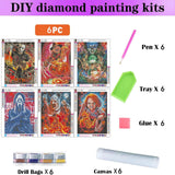 Sretoul 6 Pack Halloween Diamond Art Kits for Adults, Diamond Painting Kit Beginners Halloween, Horror 5D Gem Art for Adults with Round Gem Painting Gift Home Wall Decor 12x16 Inch Sretoul