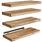 AMADA HOMEFURNISHING Floating Shelves, Paulownia Wood Wall Shelves for Bathroom/Living Room/Bedroom/Kitchen/Home Office, Wood Floating Shelf for Home Storage & Organization Set of 4 15.7" L x 5.9" W AMADA HOMEFURNISHING