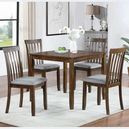 LUMISOL 5 Piece Dining Table Set, Solid Wood Dining Table Set with Square Table and 4 Upholstered Chairs for Small Space, Walnut - WoodArtSupply