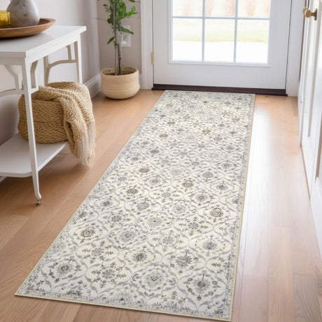 KILOCOCO 2x6 Runner Rug, Moroccan Washable Hallway Entryway Runner Rug, Accent Print Faux Wool Kitchen Runner Rug 6 Feet Non-Slip Boho Rug Runner for Laundry Room Bedroom, Beige Yellow KILOCOCO