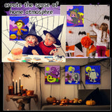 6 Packs Halloween Pre Drawn Stretched Canvas Paint by Numbers Kit with Framed Canvas brushes acrylic paint Halloween DIY Acrylic Landscape Oil Painting Arts Crafts for Beginners, Students, Party Favor Yizeda