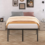 Likelalaso 24 Inch High Queen Bed Frame with Rounded Corner, Heavy Duty Metal Bed Frame Queen Size Under-Bed Storage Space, No Box Spring Needed, Noise Free, Easy Assembly, Black Likelalaso