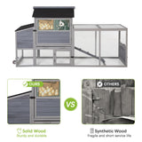 COZIWOW 82" Large Wooden Chicken Coop, Outdoor Rabbit Hutch with Wheels, Sunshine Board, Asphalt Roof, Ramp, Openable Top, Door, Window, Pull-Out Tray, Indoor Bunny Cage (Gray with Pattern) COZIWOW