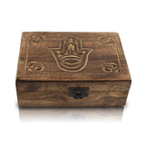 Great Birthday Gifts Handmade Decorative Wooden Jewelry Box Hamsa Hand Carving Jewelry Organizer Keepsake Box Treasure Chest Trinket Holder Watch Box Storage Lock Box 7 x 5 Inches Housewarming Gift The Great Indian Bazaar