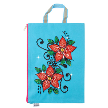 antor 5D DIY Diamond Painting File Bag Reusable Grocery Bags Makeup bags, Stationery Bag for Adults, Durable Fashionable Bags for Shopping Daily Rhinestone Diamond Art Handbag Flower Pattern antor