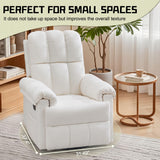 Korser Recliner Chair, Swivel Rocker Recliner Chair for Adults, Small Recliners for Small Spaces, Upholstered Manual Recliner with Side Pockets, Nursery Rocking Chair for Living Room, Chenille, Beige Korser