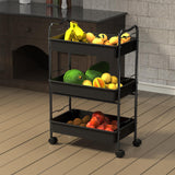 Deco Brothers 3 Tier Metal Rolling Storage Utility Cart with Wheels, Black Deco Brothers