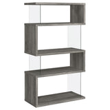 Coaster Home Furnishings Emelle 4-Shelf Bookcase with Glass Panels Grey Driftwood Coaster Home Furnishings