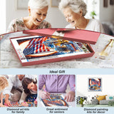 AMORARS 5D Diamond Painting Kit for Adults, American Flag Truck Diamond Art Beginners -Wolf Round Full Diamond Dot Gem Art Paintings, Suitable Gifts, and Home Decoration Crafts, 12x12Inch AMORARS