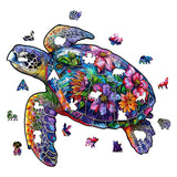 Foyucool Wooden Puzzles for Adults, About 150 Pieces Unique Puzzles for Adults, Irregular Animal Shaped Wooden Jigsaw Puzzles, Creative Gift, Fun Family Game, 11.1 x 5.5 inch, Turtle Foyucool